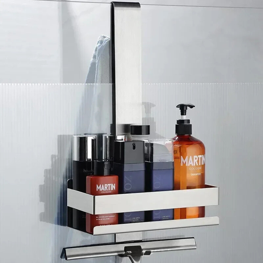 Over-the-Door stainless shower caddy